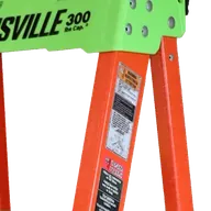 Model number label on the side rail of a Louisville ladder