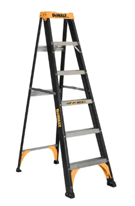 DEWALT 6-FOOT FIBERGLASS STEP LADDER, TYPE II, 225-POUND LOAD CAPACITY, DXL3210-06