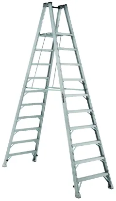 LOUISVILLE LADDER 10-FOOT ALUMINUM TWIN FRONT PLATFORM STEP LADDER, TYPE IA, 300-POUND LOAD CAPACITY, AMP1010