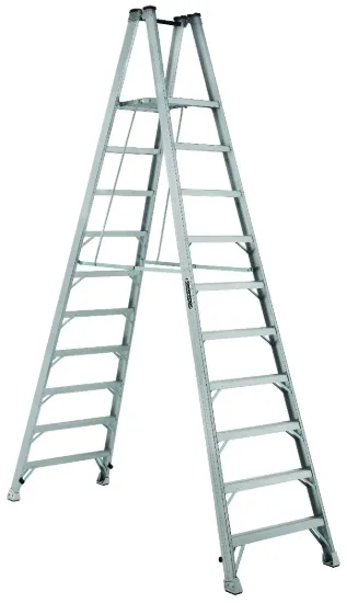 LOUISVILLE LADDER 10-FOOT ALUMINUM TWIN FRONT PLATFORM STEP LADDER, TYPE IA, 300-POUND LOAD CAPACITY, AMP1010