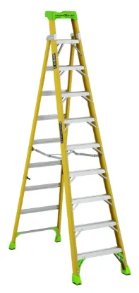 LOUISVILLE LADDER 10-FOOT FIBERGLASS CROSS-STEP LADDER, TYPE IAA, 375-POUND LOAD CAPACITY, FXS1410HD