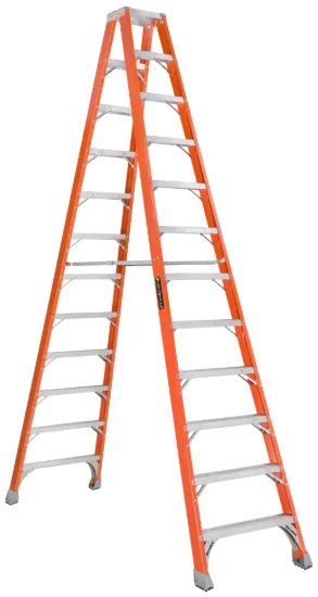 LOUISVILLE LADDER 12-FOOT FIBERGLASS TWIN FRONT TWIN STEP LADDER, TYPE IA, 300-POUND LOAD CAPACITY,