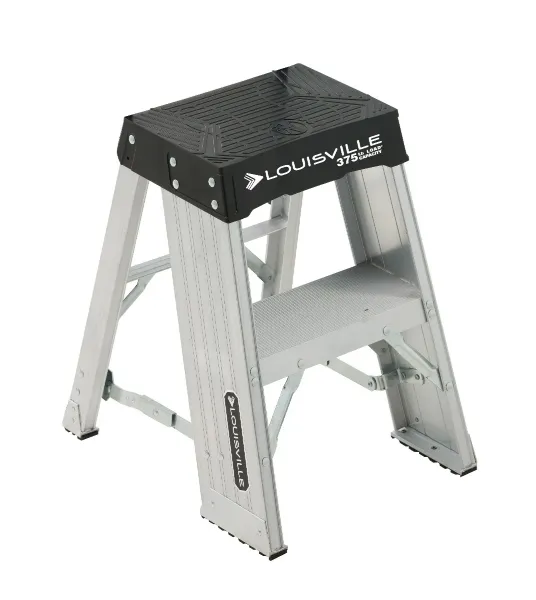 LOUISVILLE LADDER 2-FOOT ALUMINUM STEP STOOL, TYPE IAA, 375-POUND LOAD CAPACITY, AY8002