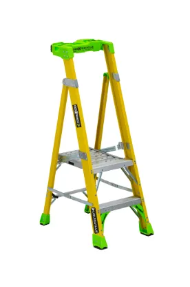 LOUISVILLE LADDER 2-FOOT FIBERGLASS CROSS PINNACLE PLATFORM AND LEANING STEP LADDER, FCP1402HD