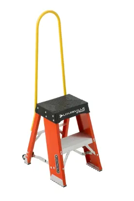 LOUISVILLE LADDER 2-FOOT FIBERGLASS STEP STOOL WITH CASTERS AND HANDLE, FY8002-S55S56