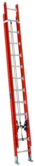 LOUISVILLE LADDER 24-FOOT FIBERGLASS EXTENSION LADDER, TYPE IA, 300-POUND LOAD CAPACITY, FE7224