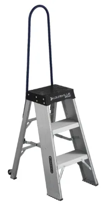 LOUISVILLE LADDER 3-FOOT ALUMINIUM STEP STOOL WITH CASTERS AND HANDLE, TYPE IAA, 375-POUND LOAD CAPACITY, AY8003-S55S56