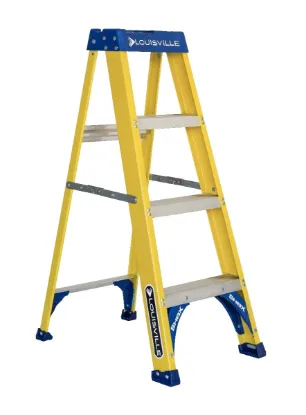 LOUISVILLE LADDER 4-FOOT FIBERGLASS STEP LADDER, TYPE I, 250-POUND LOAD CAPACITY, FS2004