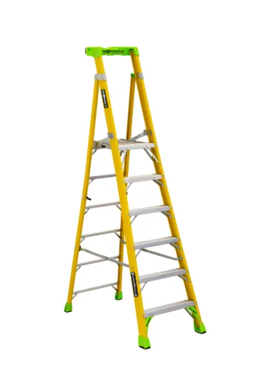 LOUISVILLE LADDER 6-FOOT FIBERGLASS CROSS PINNACLE PLATFORM AND LEANING STEP LADDER, FCP1406HD