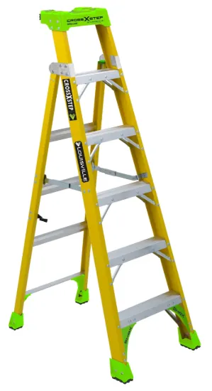 LOUISVILLE LADDER 6-FOOT FIBERGLASS CROSS-STEP LADDER, TYPE IAA, 375-POUND LOAD CAPACITY, FXS1406HD