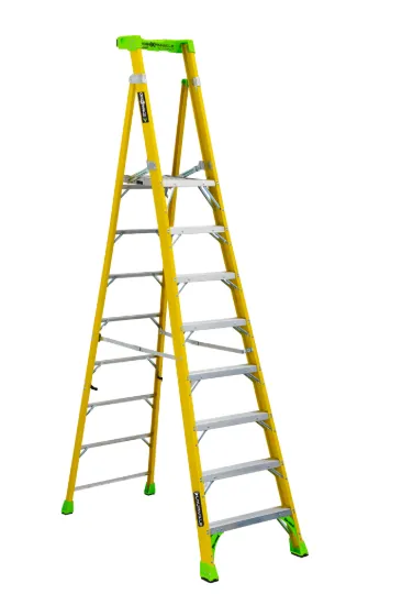 LOUISVILLE LADDER 8-FOOT FIBERGLASS CROSS PINNACLE PLATFORM AND LEANING STEP LADDER, FCP1408HD