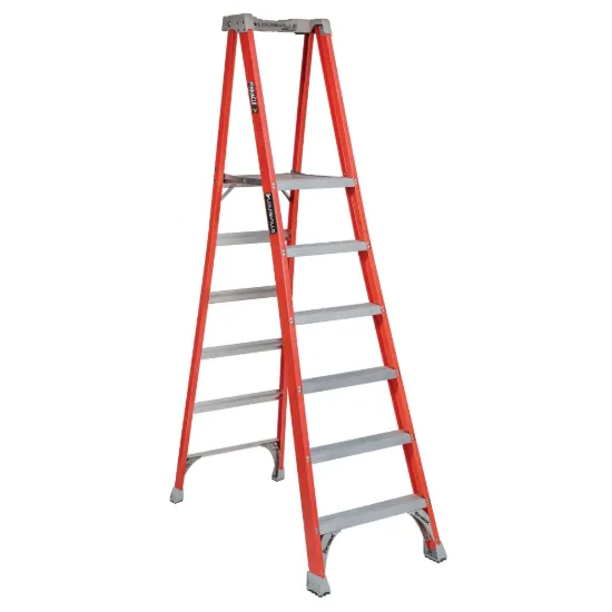 LOUISVILLE LADDER 6-FOOT FIBERGLASS PINNACLE PRO PLATFORM LADDER, FXP1706