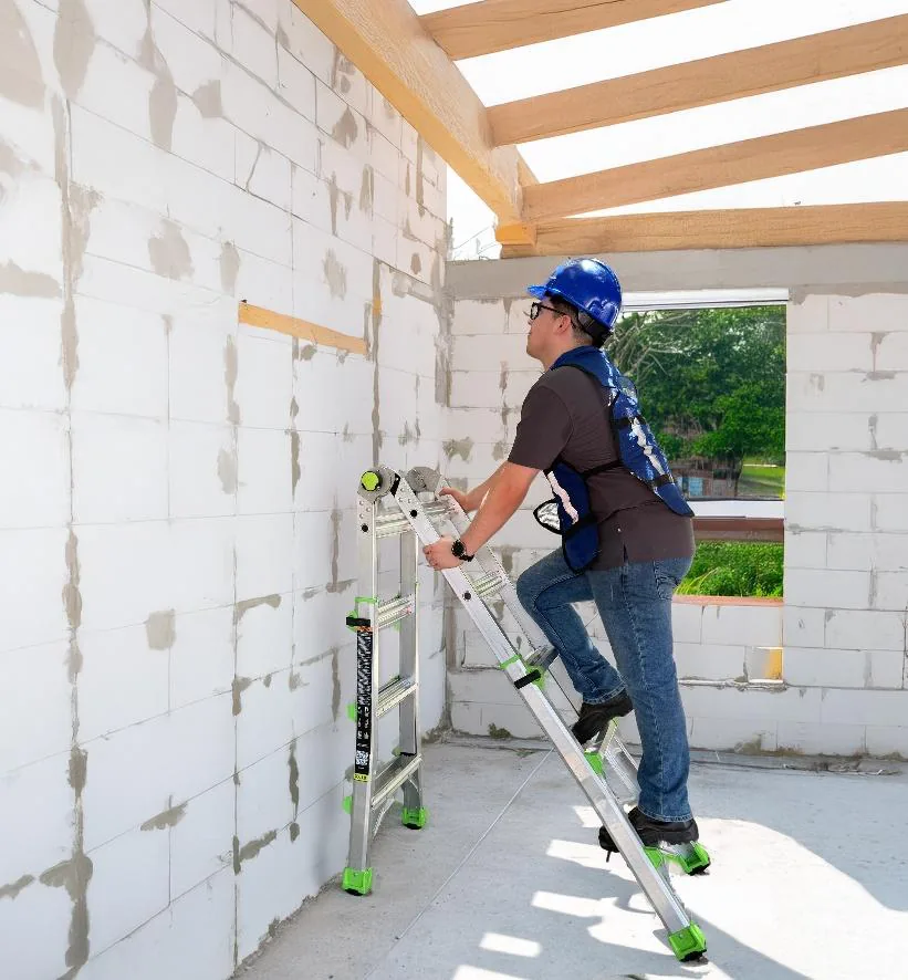 Louisville Ladder multipurpose ladder in the wall position for close access to a high wall