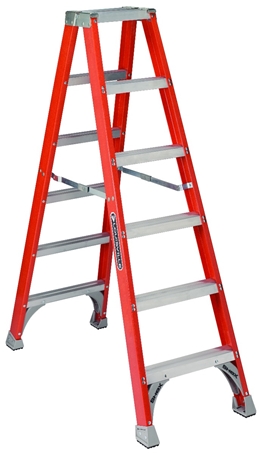 Louisville Ladder 6-Foot Fiberglass Twin Front Step Ladder, Type IA, 300- pound Load Capacity, FM1506