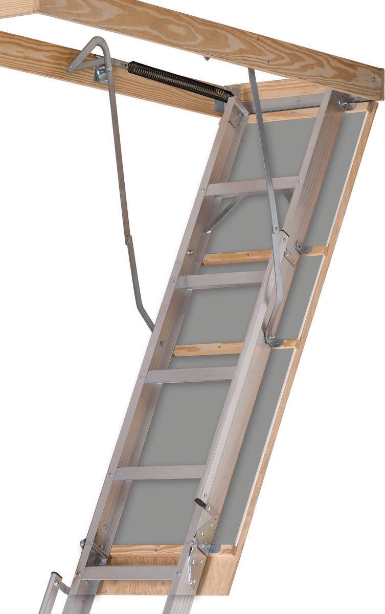 Louisville Ladder 22.5x63 Aluminium Attic Ladder, 350pound Load Capacity, FTAL228P Louisville