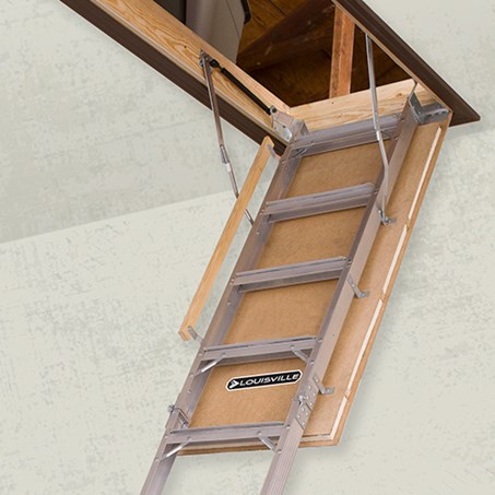 Image of an extended extra-strength ergonomic attic ladder