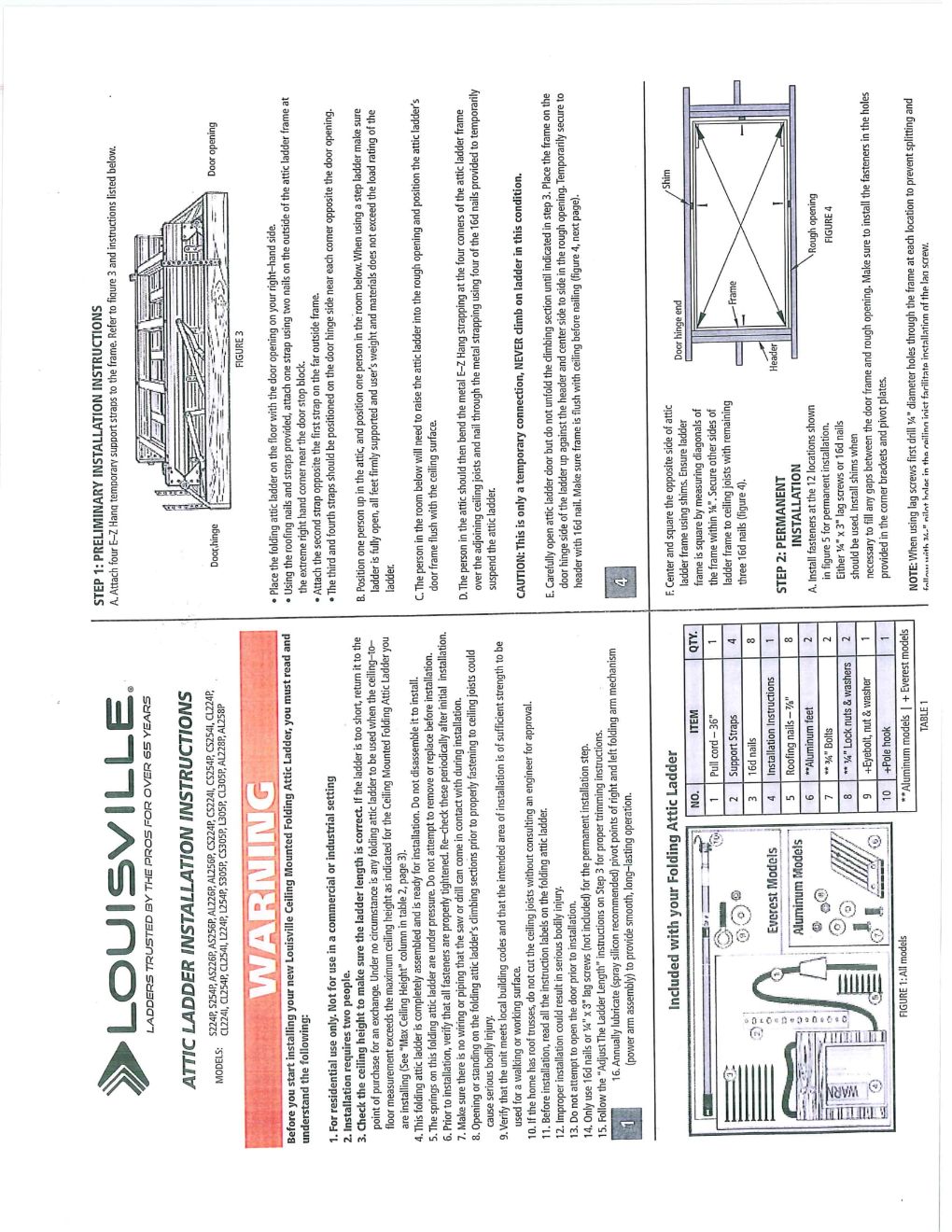 Attic Ladder Installation Instructions, 1-sheet Marketing Material Image