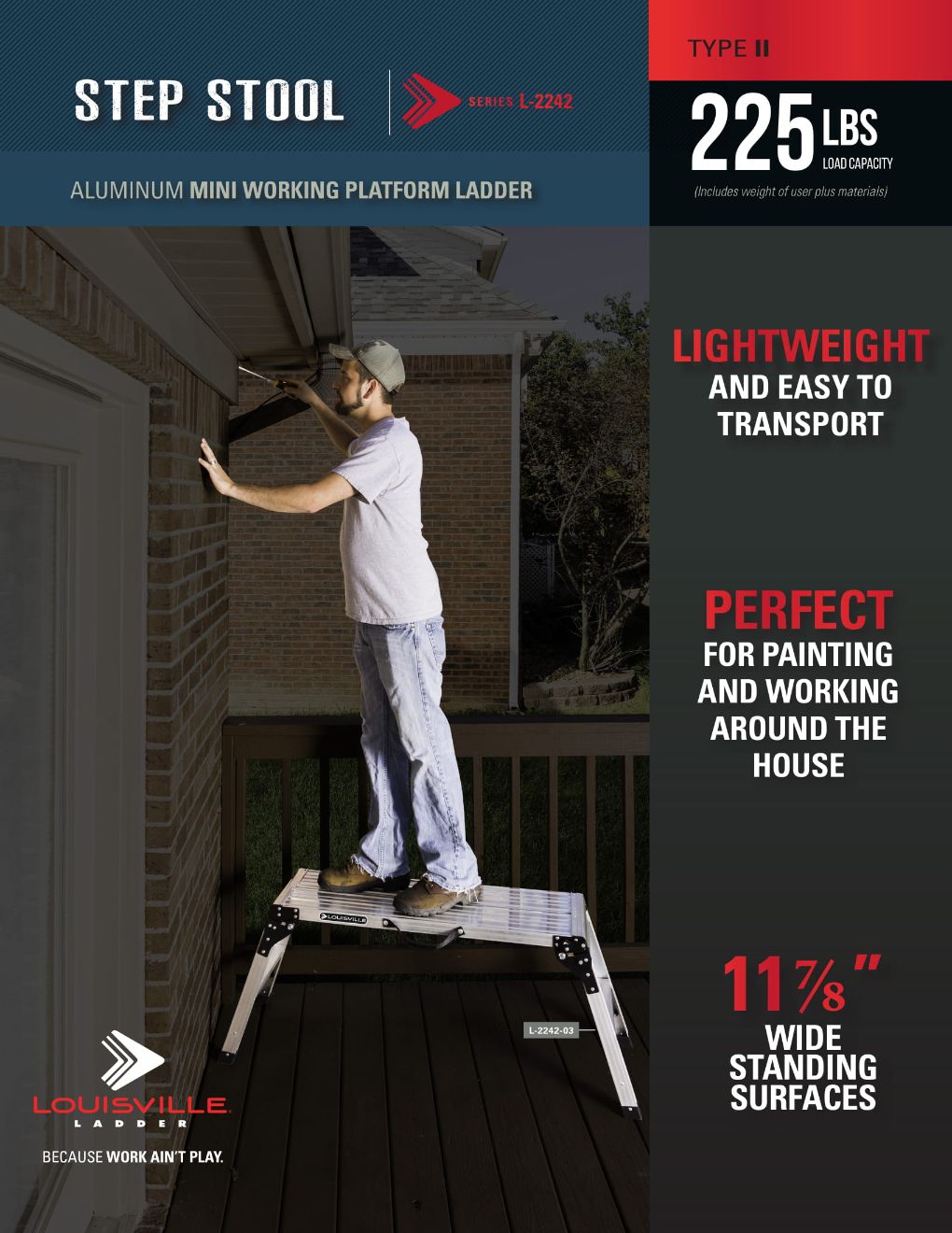 L-2242 Mini Working Platform Ladder Flyer and Spec Sheet Marketing Material Image