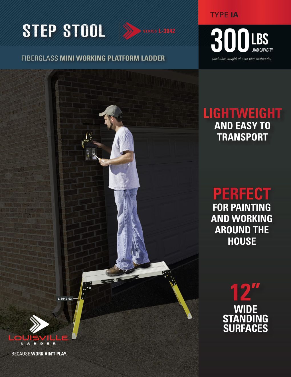 L-3042 Mini Working Platform Ladder Flyer and Spec Sheet Marketing Material Image