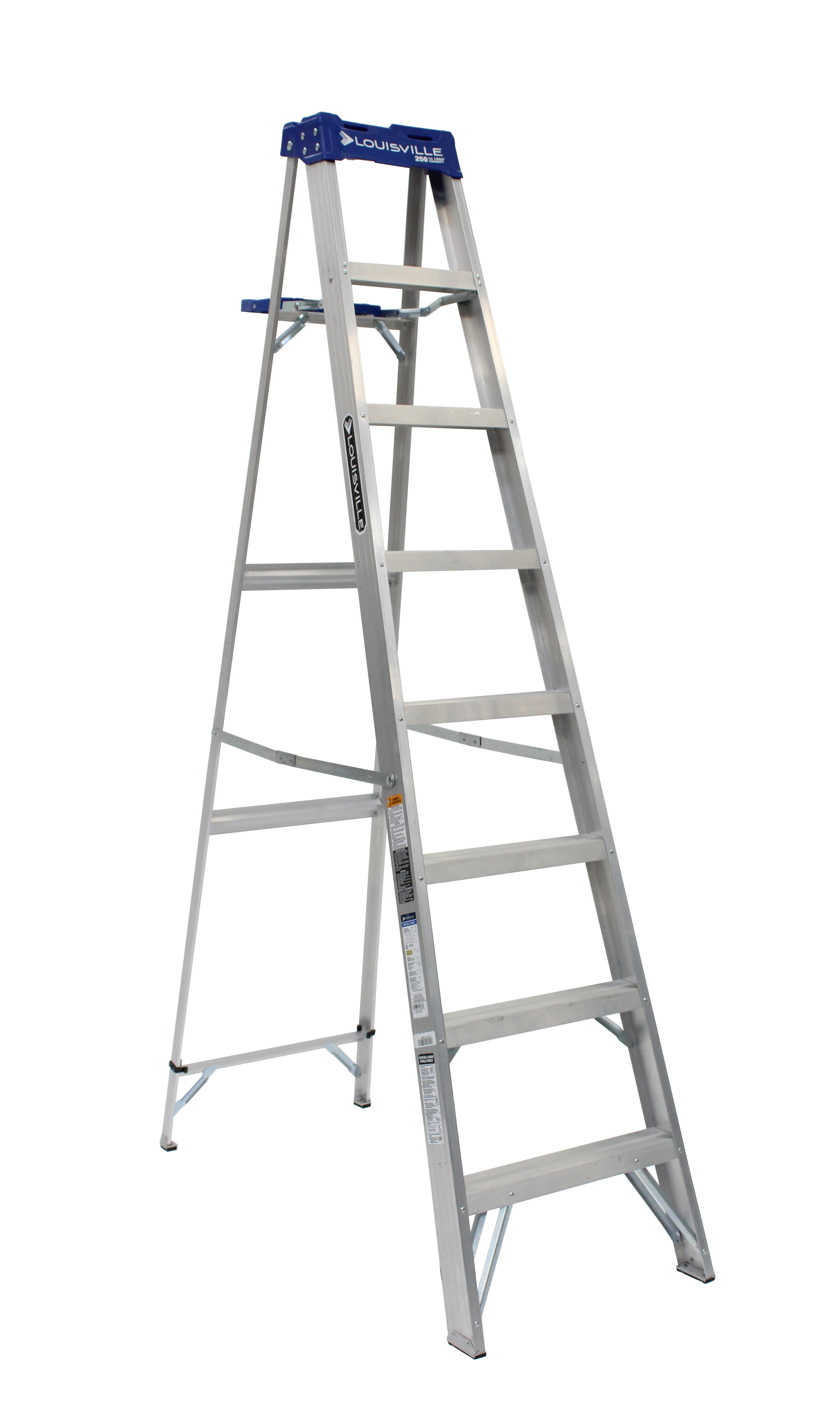 8 Foot Aluminum Step Ladder Slip Resistant 250lb Duty Rating Lightweight Durable 