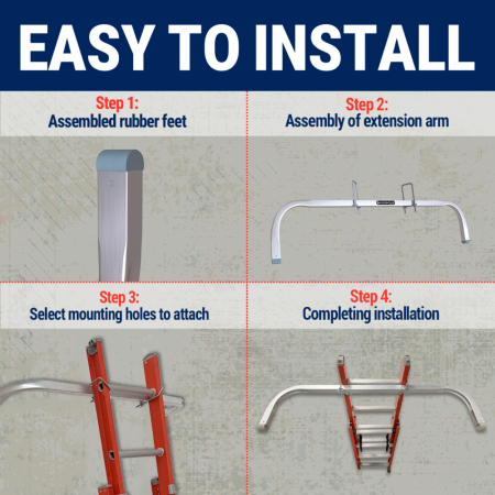 Louisville Ladder LP-2210-00 Adjustable Aluminum Ladder Stabilizer – Fits Extension & Single Ladders, 12.79"W X 48.5"L